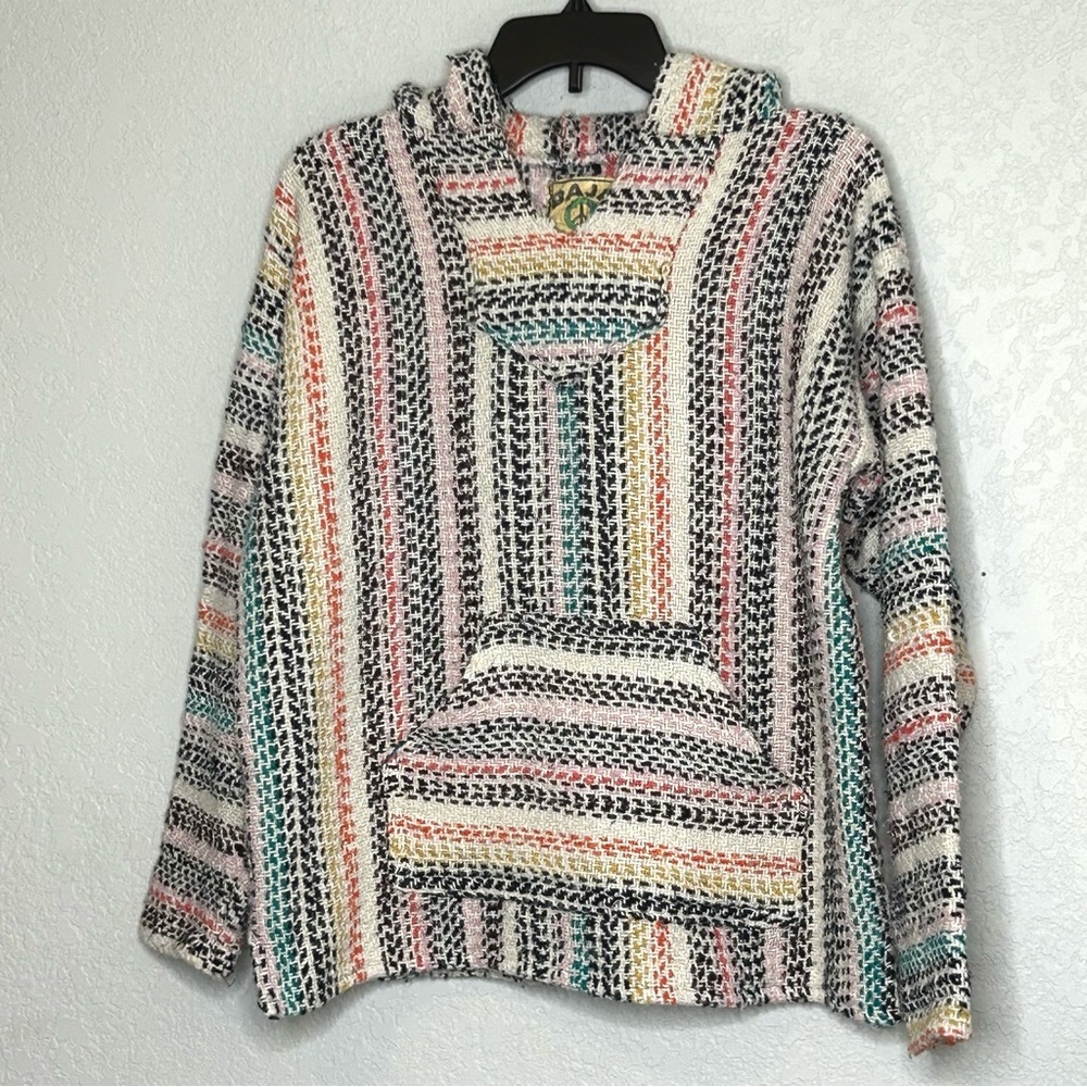 Women BAJA JOE Small Knit Hoodie Pullover Multicolor Sweater - Picture 2 of 13